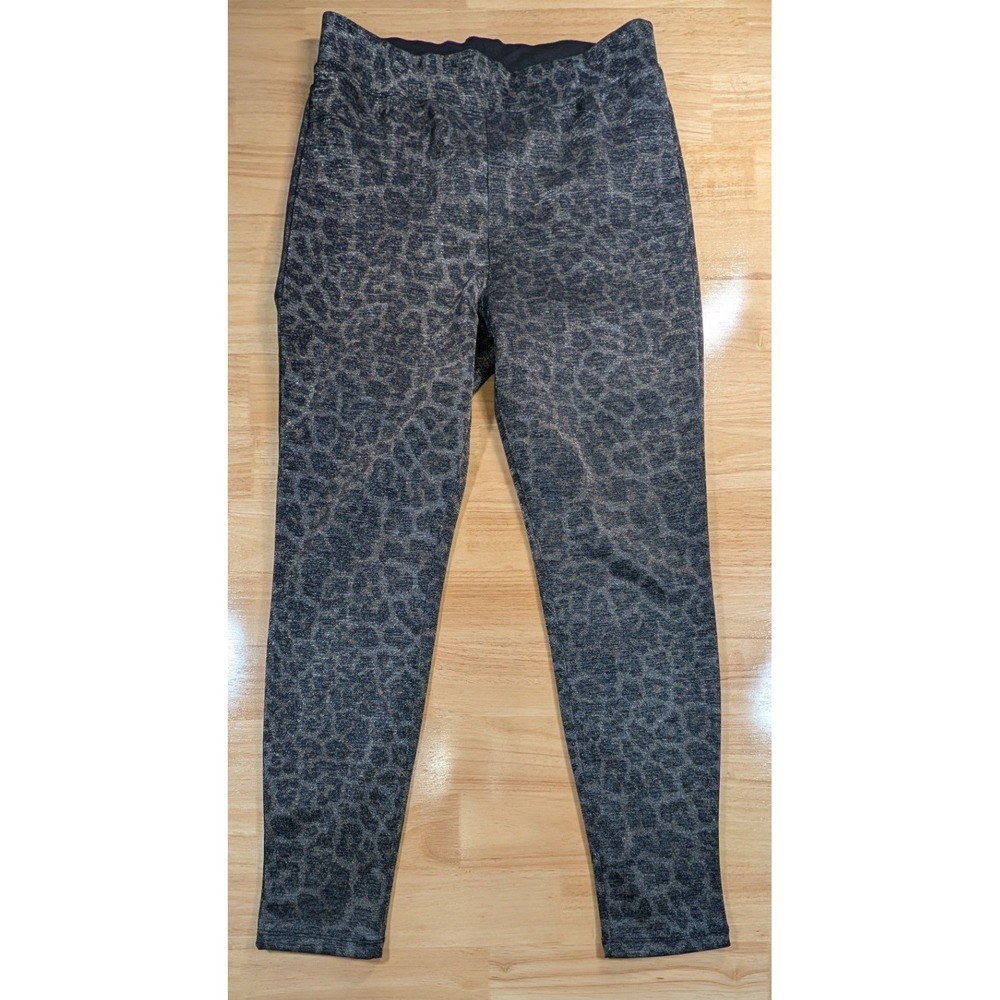 Sanctuary x‎ Anthropologie Womens Small Leopard Print Metallic Silver Leggings